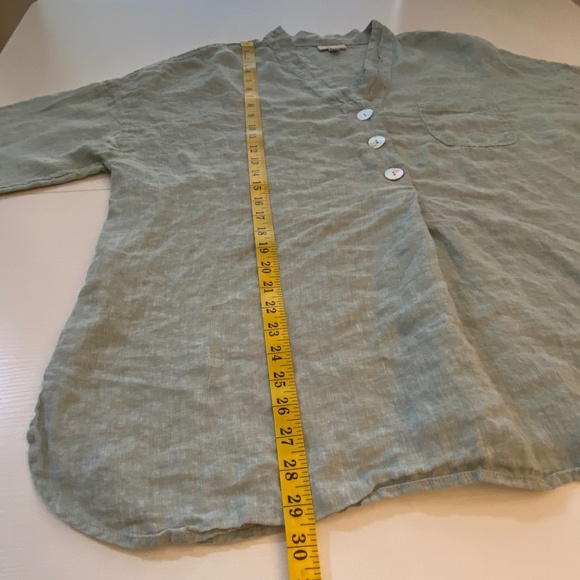 Pure Jill Yarn Dyed 100% Linen Tunic Blouse Button Front Light Green Sz XL - Picture 14 of 16
